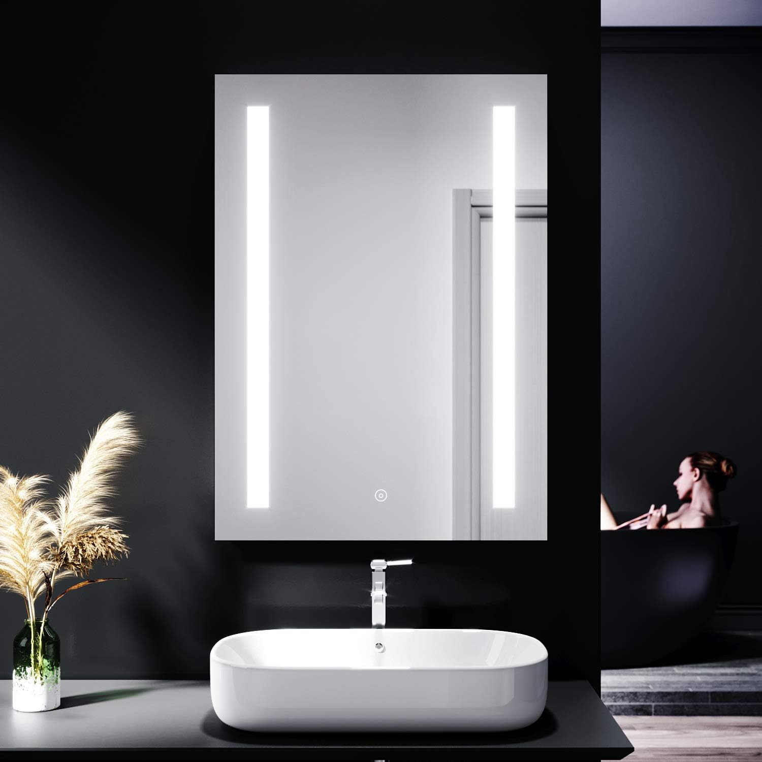 Elegant Bathroom Mirror, Special Bathroom Vanity Mirror With LED Illuminated Sha...