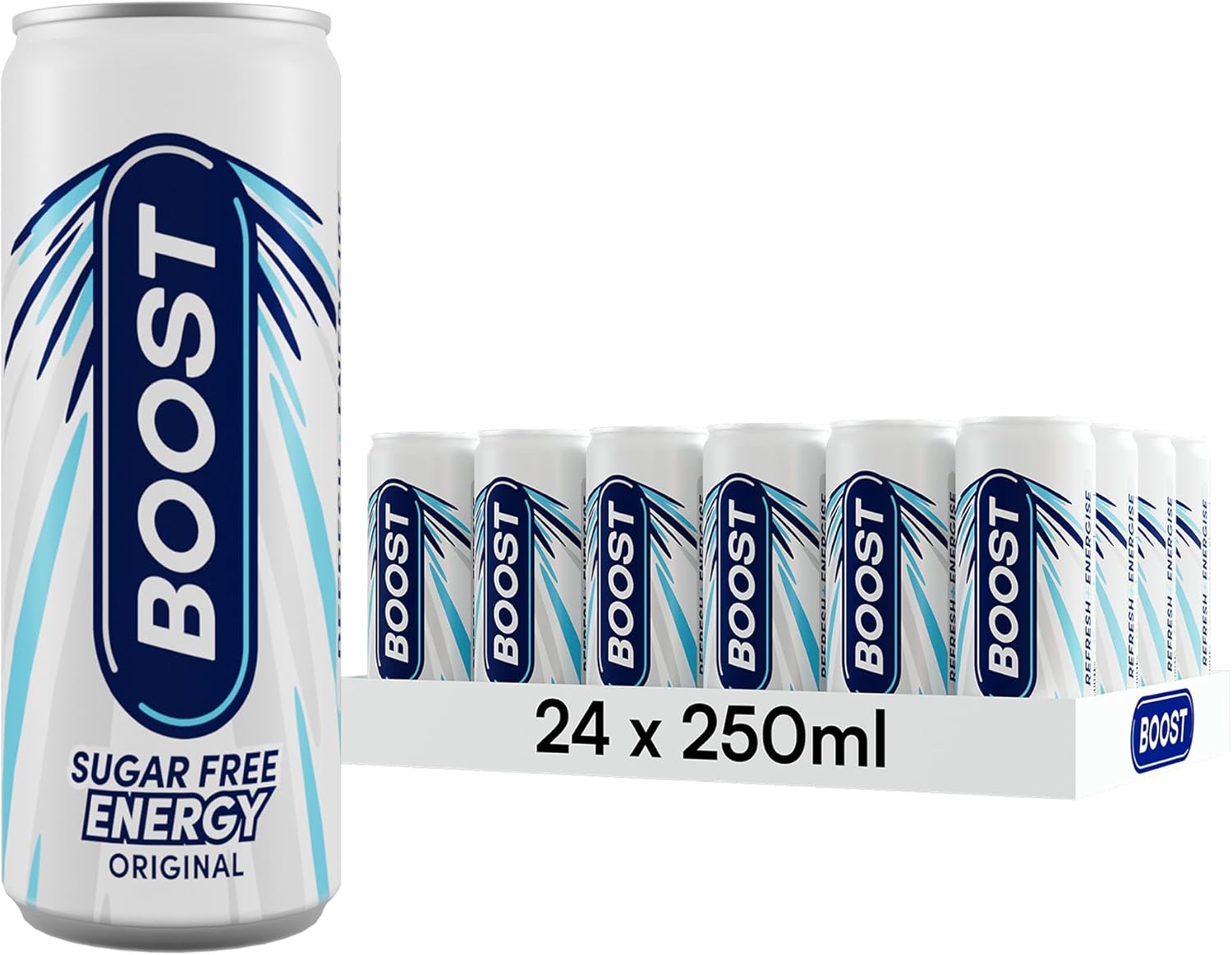 Boost Energy Drink Sugar Free Original - 24 Pack Drinks with Caffeine, Taurine a...