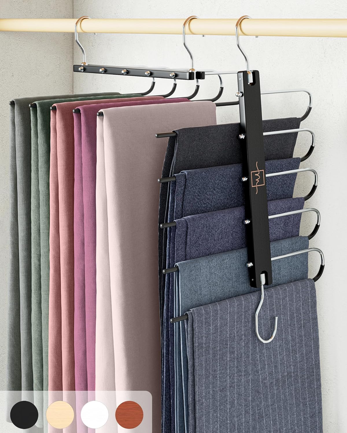 MORALVE Trouser Hangers, Special Space Saving Hangers, Unique European Beechwood...