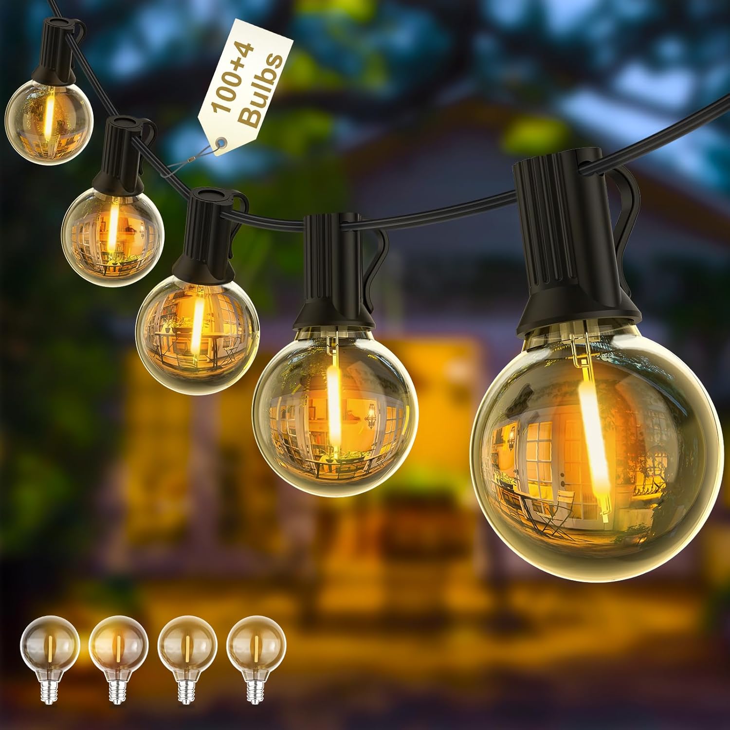 Yuusei Festoon Lights Outdoor String Lights Mains Powered 60M, 200FT Globe Garde...