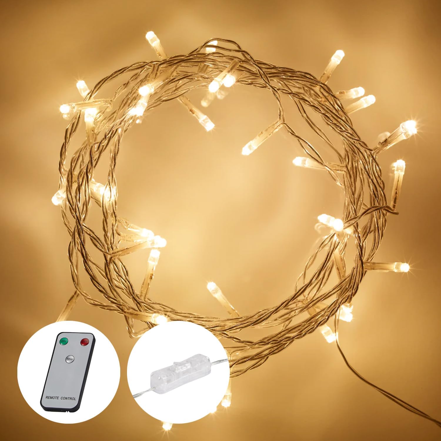 Lights4fun Indoor Fairy Lights, Special Fairy Lights with 50 Warm White LEDs, In...