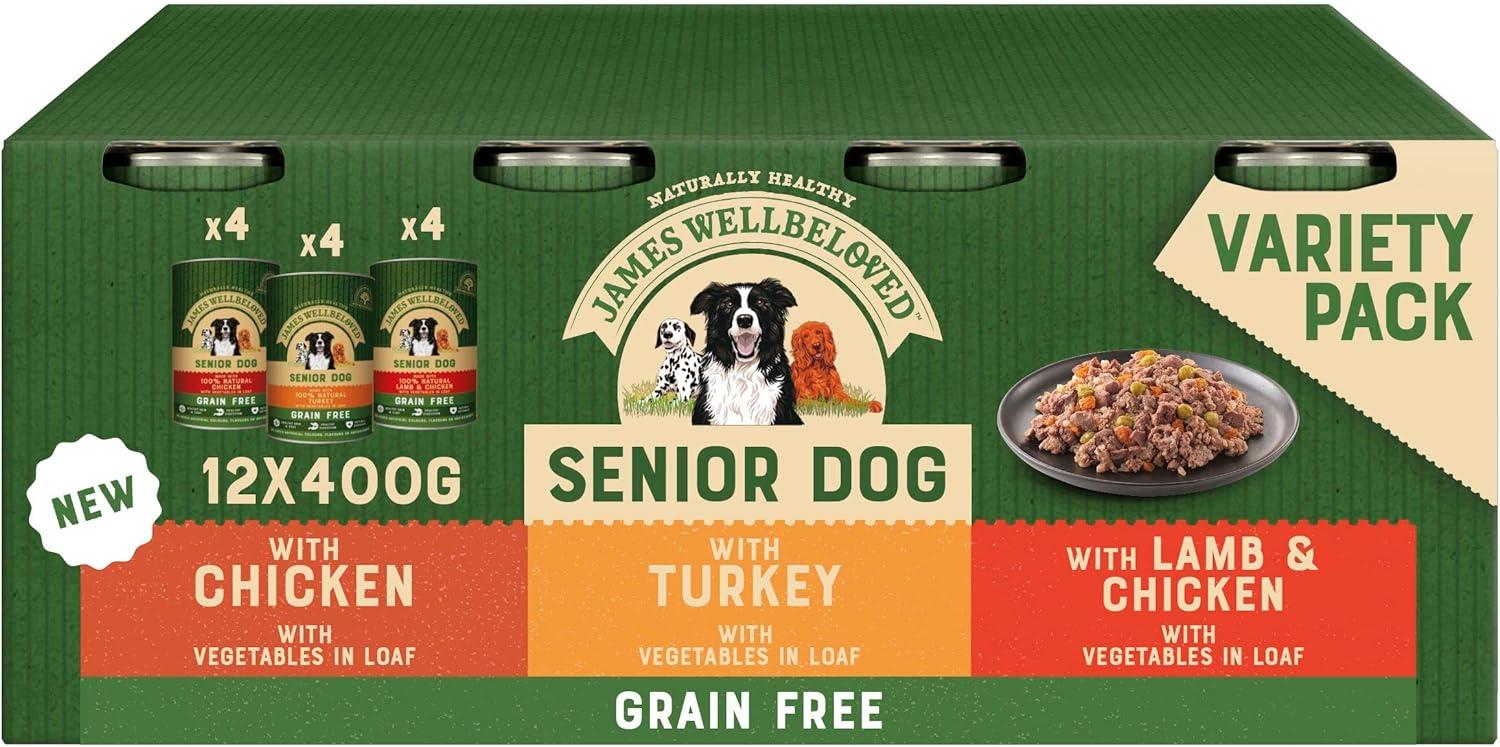 James Wellbeloved Senior Grain Free in Loaf 12 Cans, Hypoallergenic Wet Dog Food...