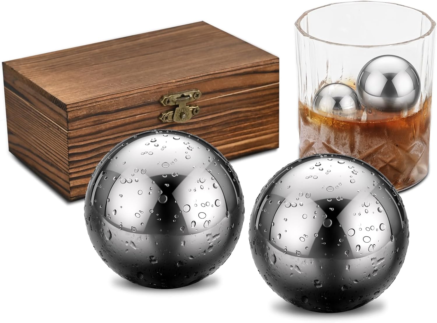 EooCoo Whiskey Stones Gift Set with 2 Pcs Stones and Box, Stocking Stuffers for...