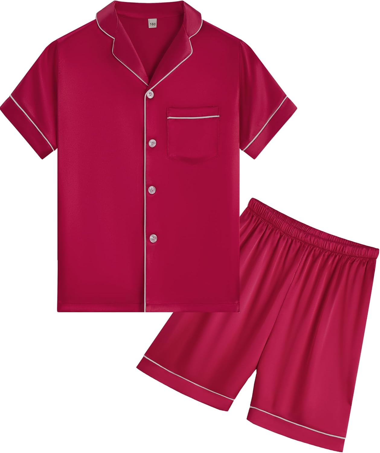 Pajama Set for Kid Boy Girl Button-up Silk Pajama Sleepwear Nightwear Loungewear...