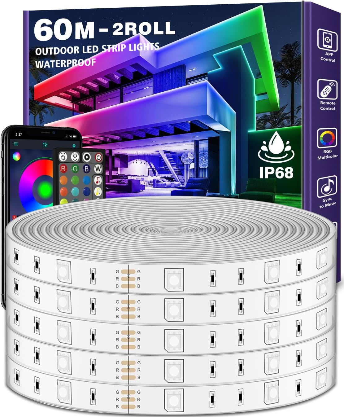 LETIANPAI Outdoor LED Strip Lights, Special LED Lights with Music Sync RGB, Inno...