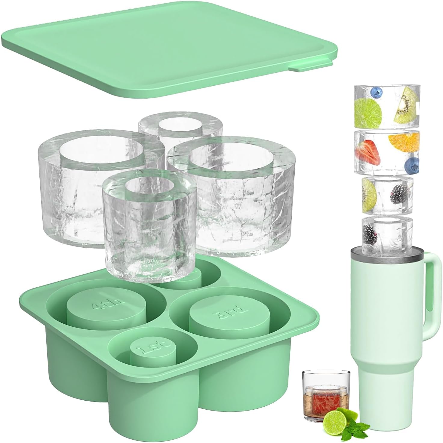 Ice mold for stanley cup, Silicone Ice Cube Molds for Stanley 20oz 30oz 40oz Tum...