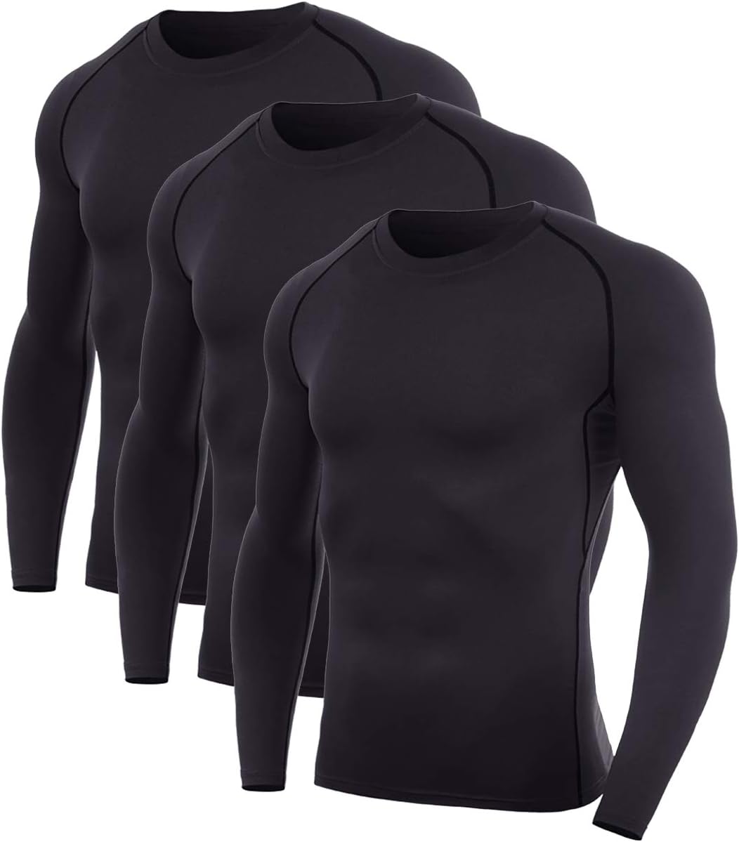 SILKWORLD Men's Long-Sleeve Compression Shirt, Special Base-Layer Running Top, H...