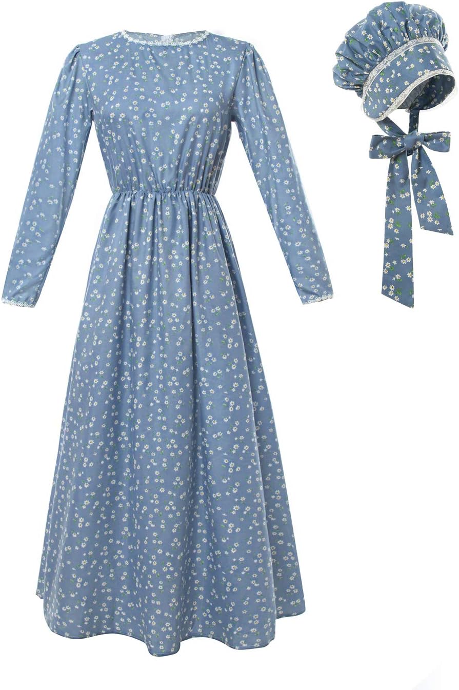 ROLECOS Pioneer Women Costume, Deluxe Costume with Floral Prairie Dress, Special...