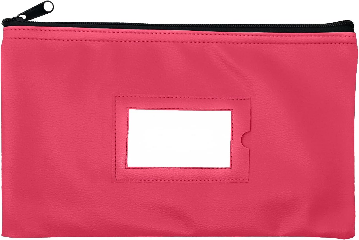 Money Bank Deposit Bag with Zipper | 11x6 inch | Pink | Durable Leatherette Mone...