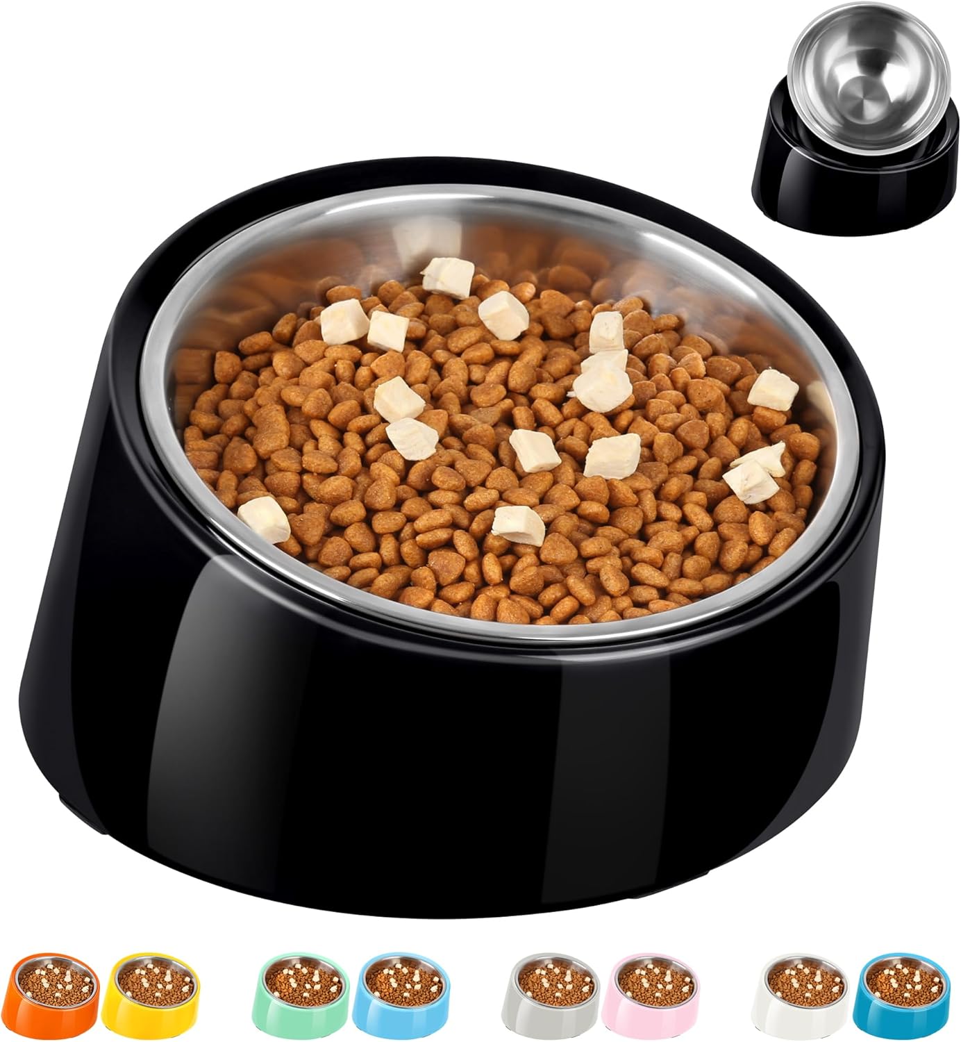 Tilted Angle Dog Bowl, 15° Slanted Stainless Steel Dog Cat Food Bowl, Non-Slip &...