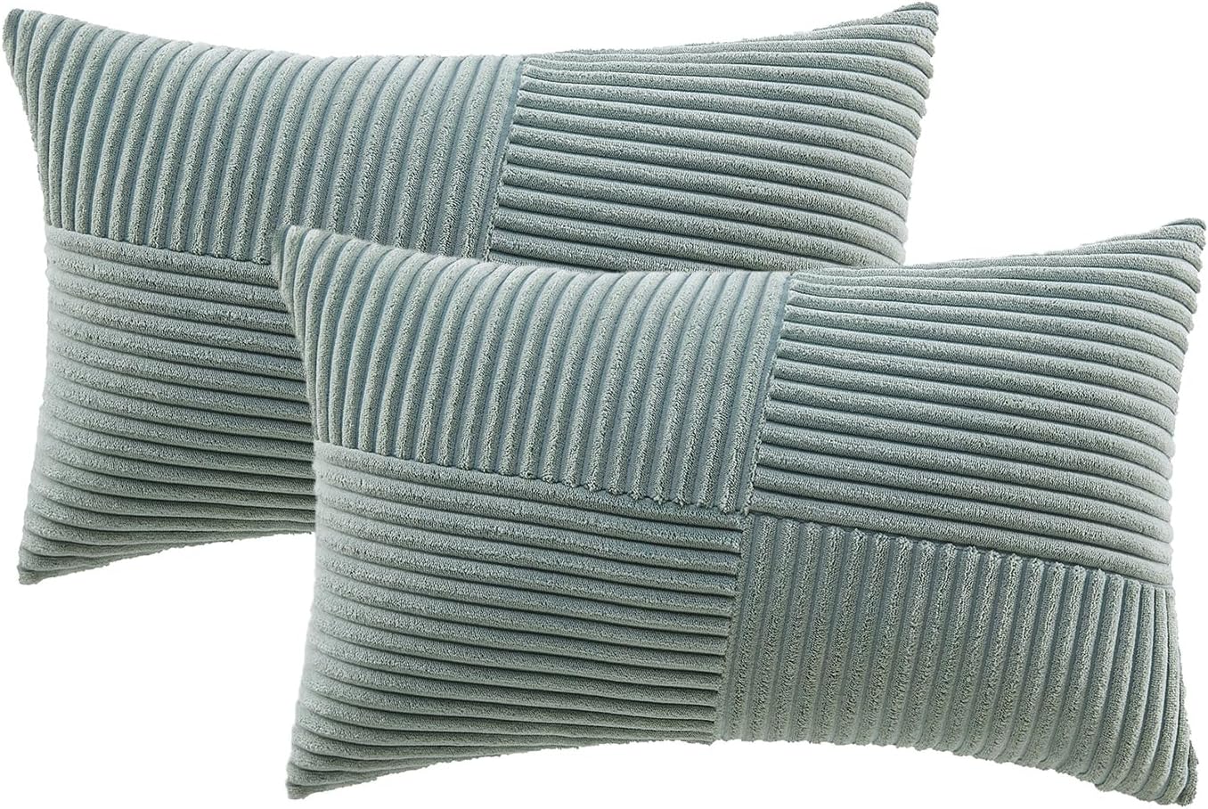 Fancy Homi Set of 2 Grey Blue Boho Lumbar Rectangle Decorative Throw Pillow Cove...