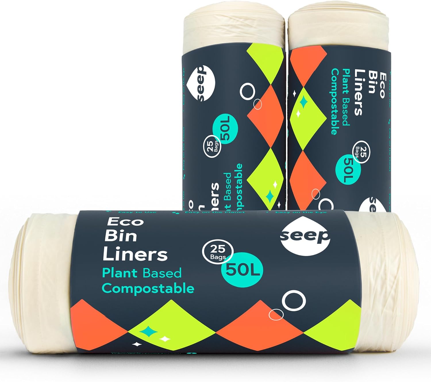 SEEP Compostable Bin Bags, Special Eco Friendly 50 Litre Bin Liners, Innovative...
