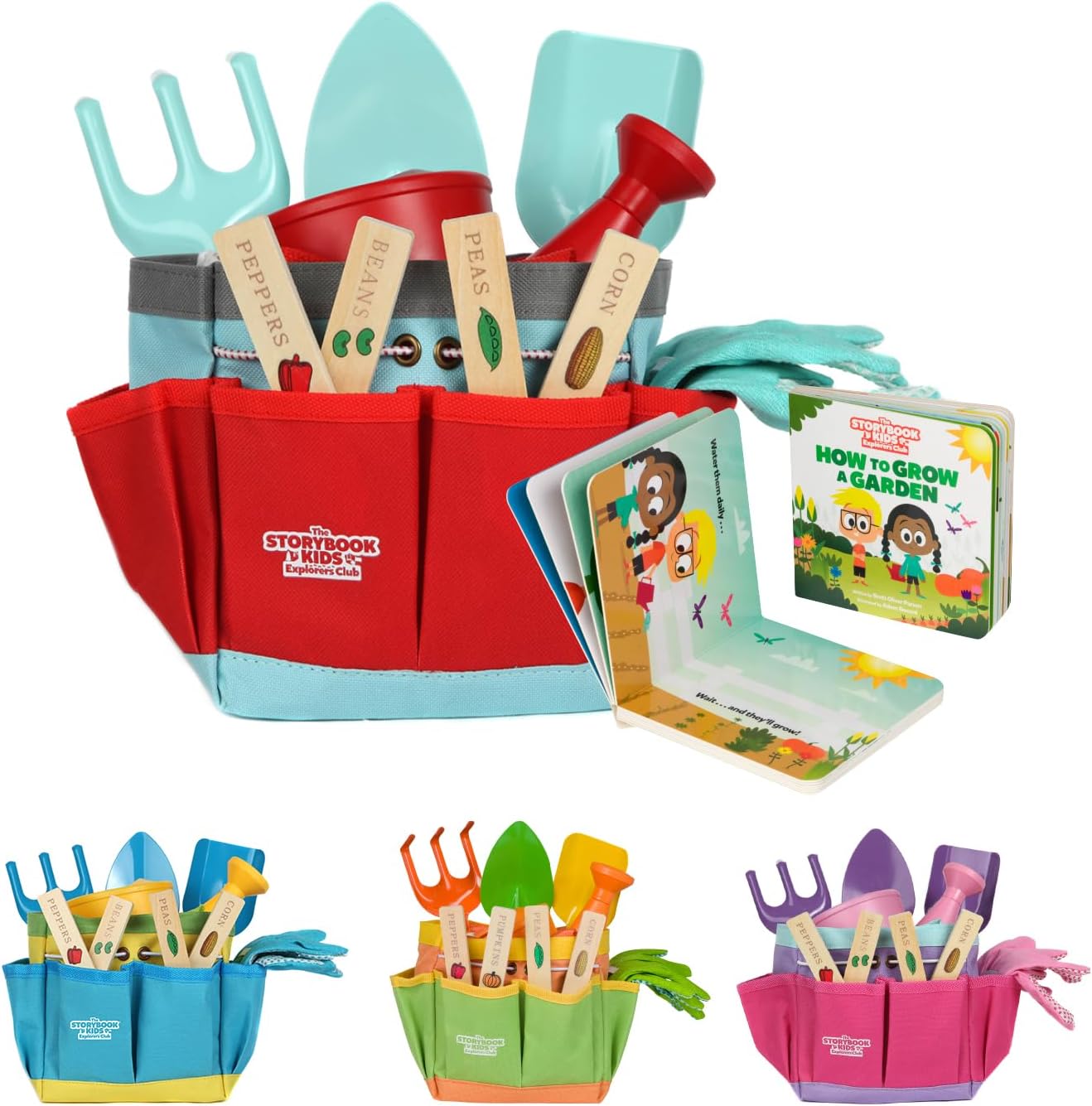 Matching Board Book, Exclusive Kids Gardening Tools Set with Sturdy Tote Bag, Sp...