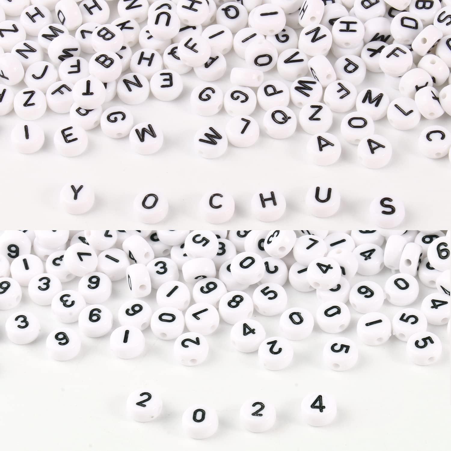 Yochus 1000pcs White Mixed Round Acrylic Letter Beads, Special Alphabet Number B...
