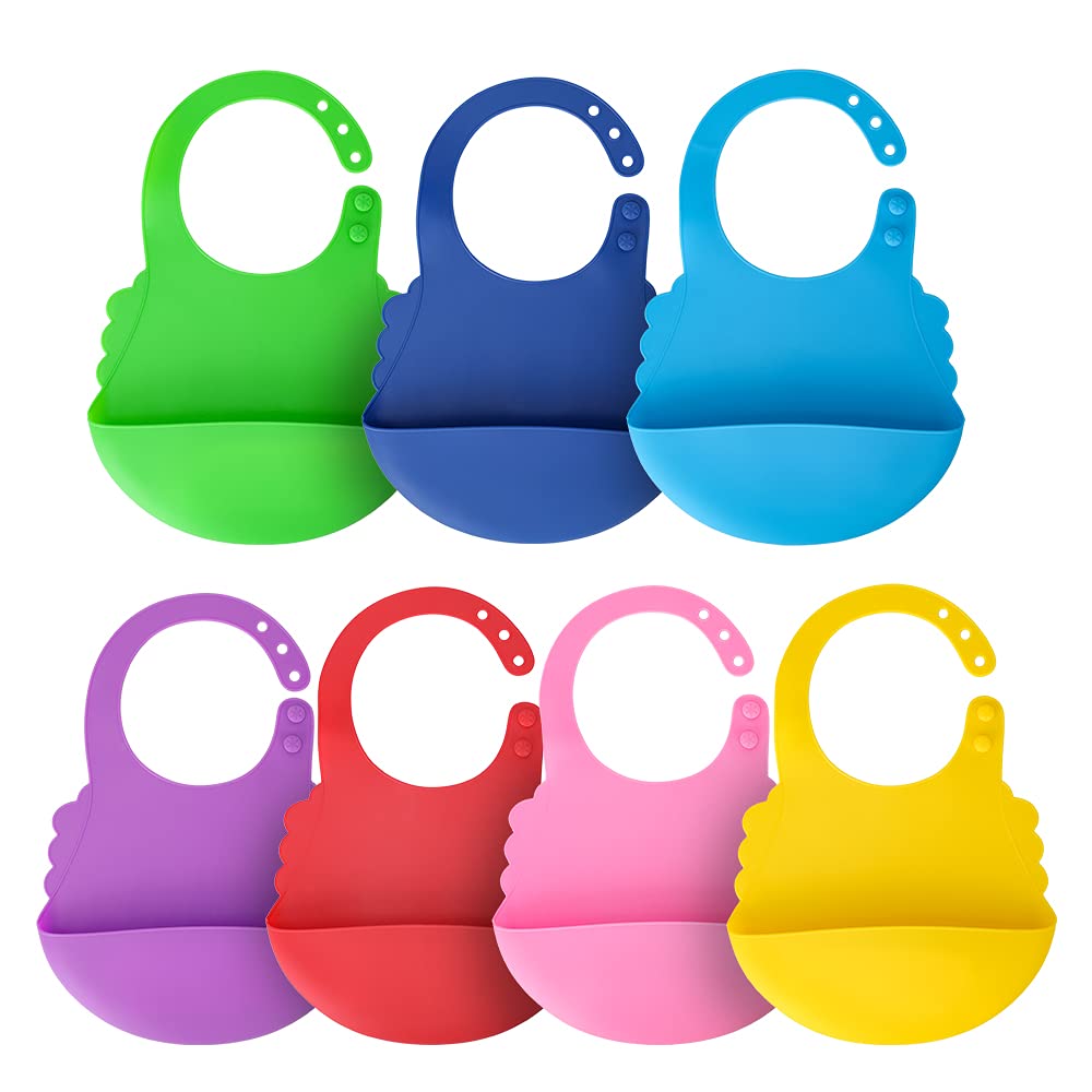 Aricsen 7 Pack Silicone Baby Bibs, Special Baby Bibs for Babies, High-Quality Si...