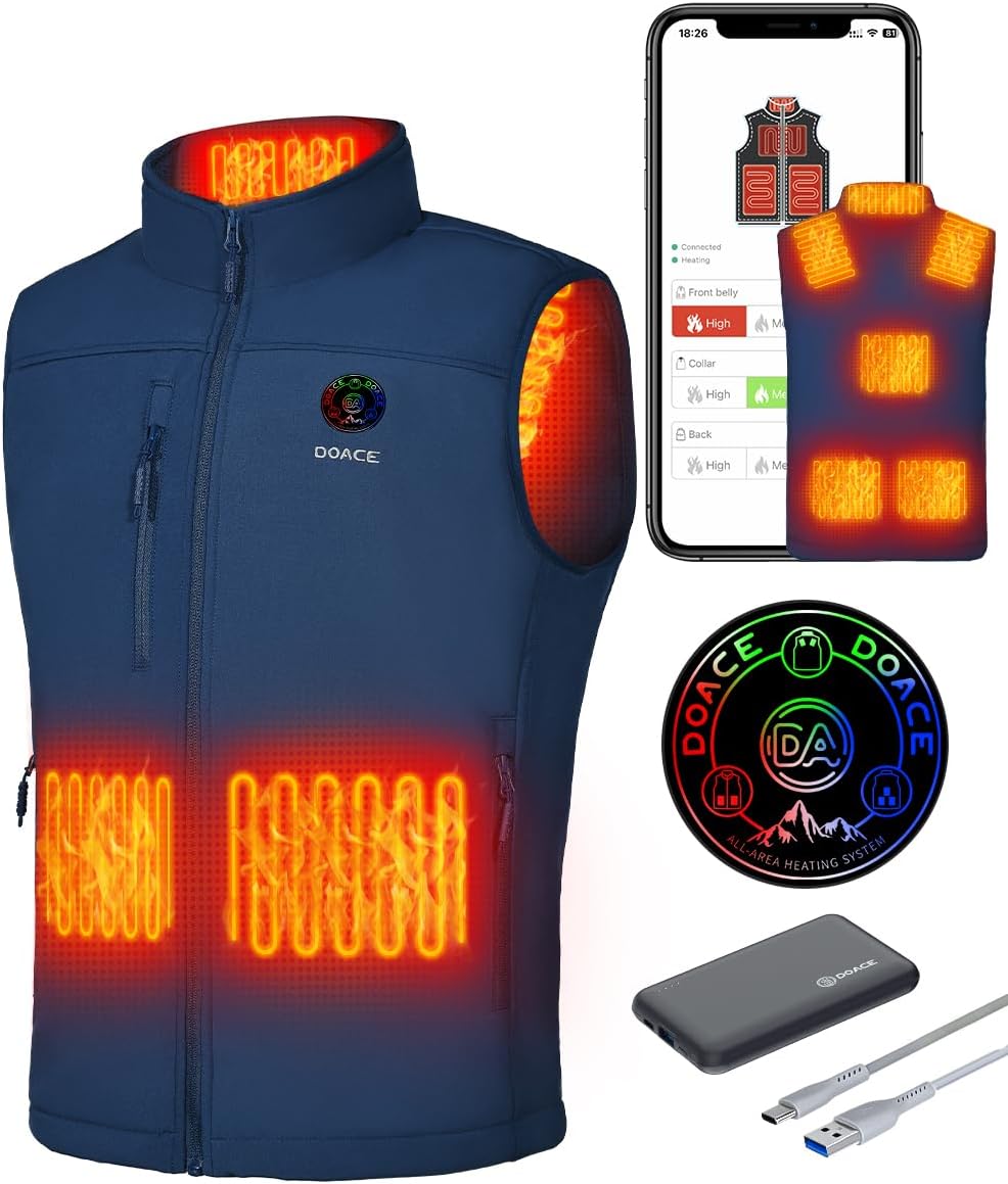 DOACE Heated Vest for Men and Women, Smart Electric Fleece Heated Vest with App...