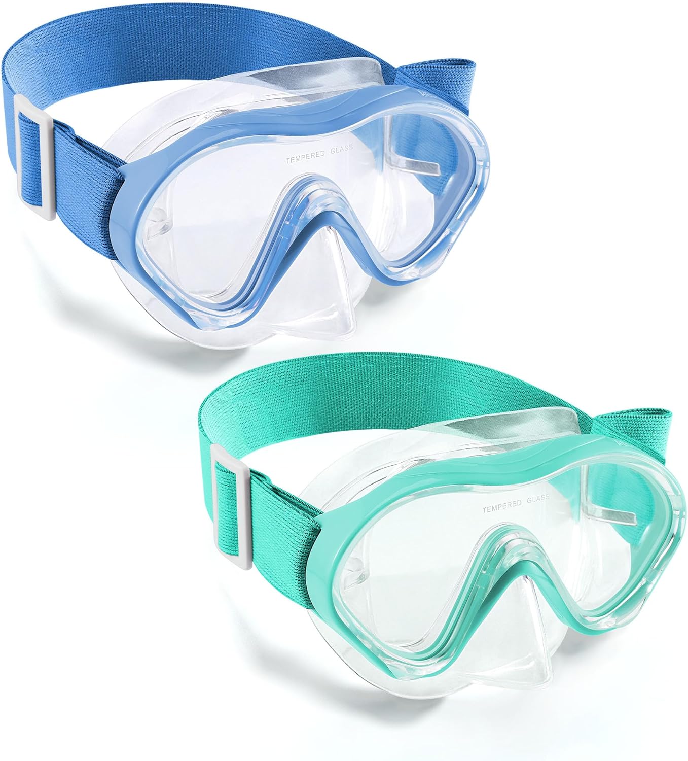 Aegend Kids Swim Goggles with Nose Cover, Snorkel Diving Mask for 3-12 2 Pack-bl...