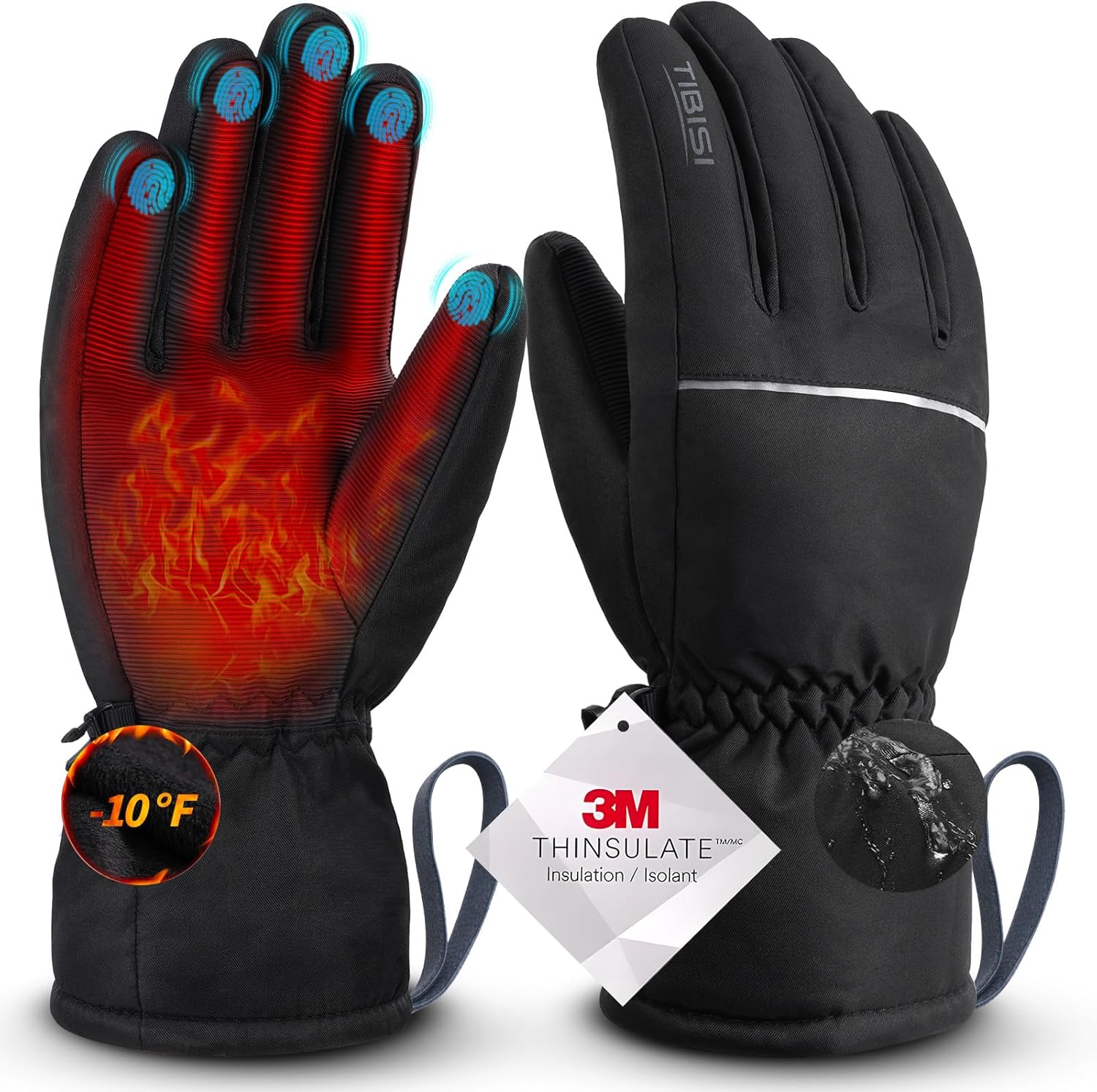 Waterproof Winter Ski Gloves, High-Quality Gloves with Thermal -10F° Protection,...