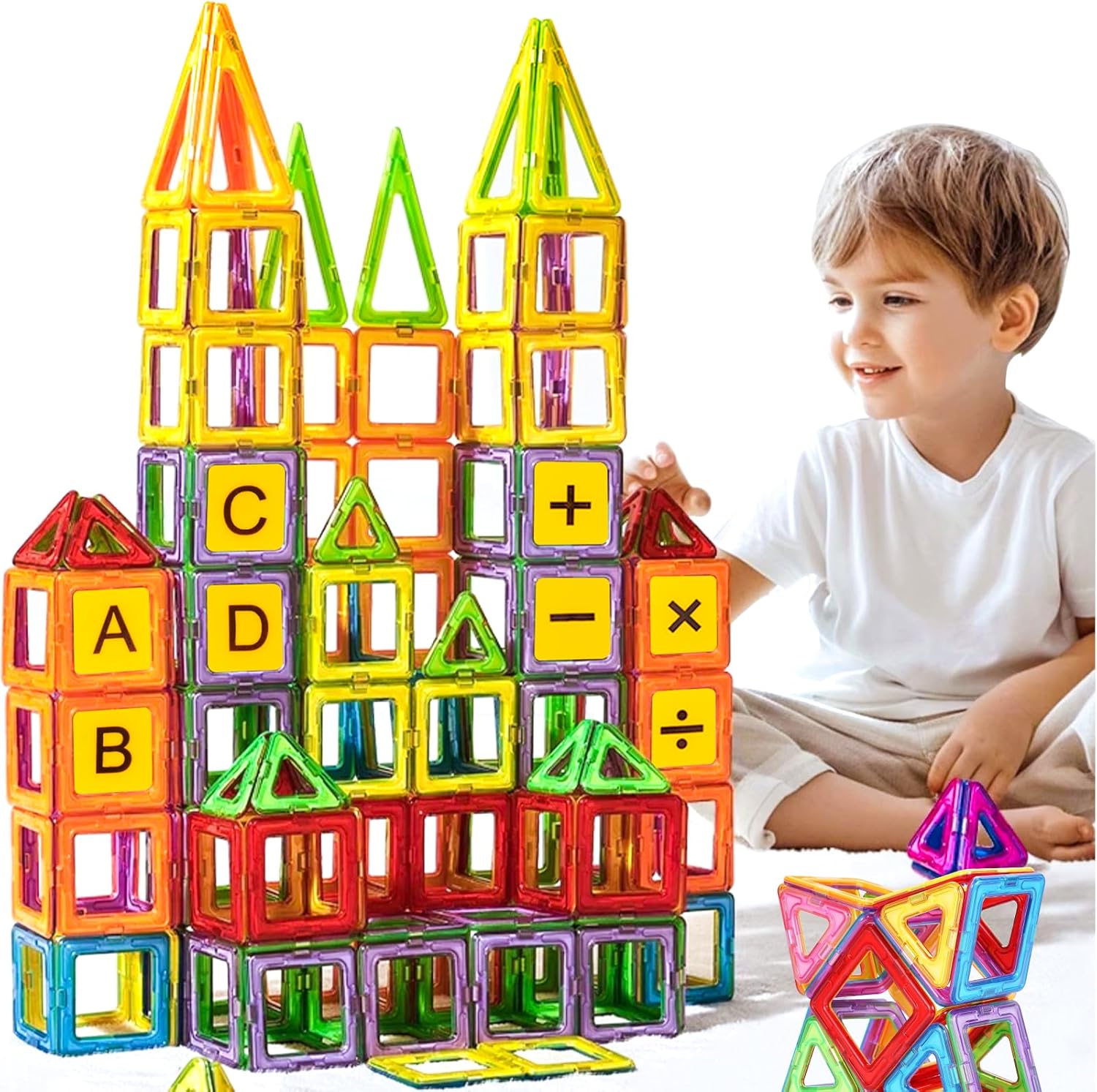 Magnetic Tiles Magnet Building Blocks - Magnetic 3D Building Toys Set for Kids,...