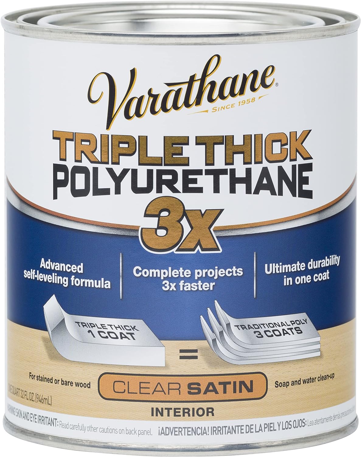 Varathane 284473 Triple Thick Polyurethane, High-Quality Protective Coating for...