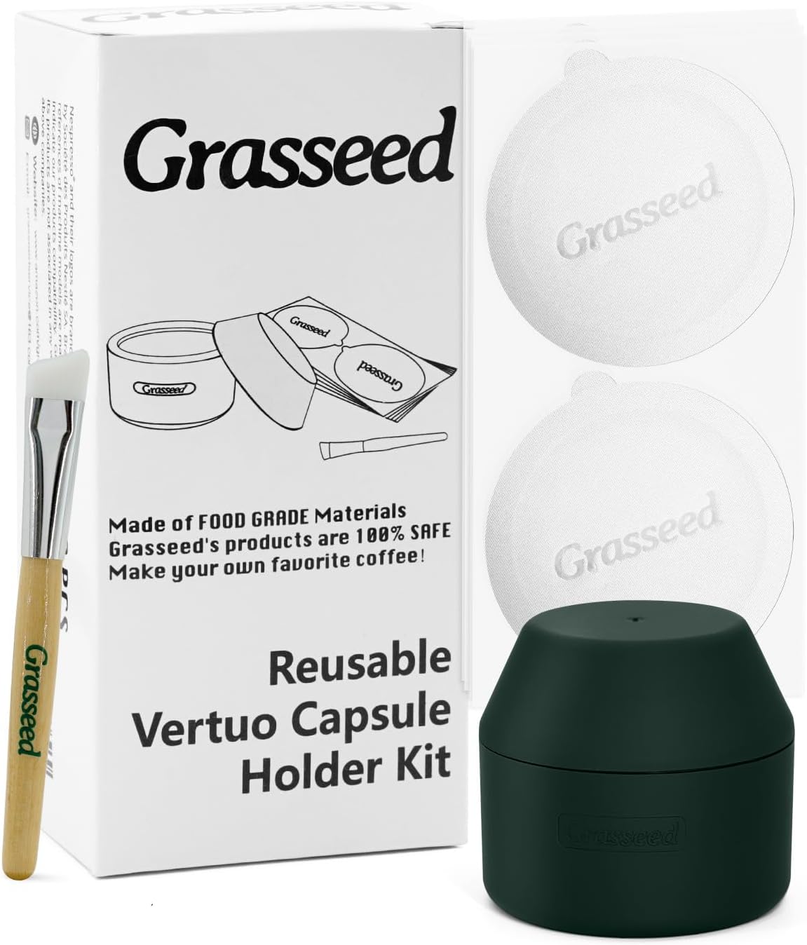 Grasseed Reusable Vertuo Capsule Kit, Innovative VertuoLine Capsule Kit with 100...