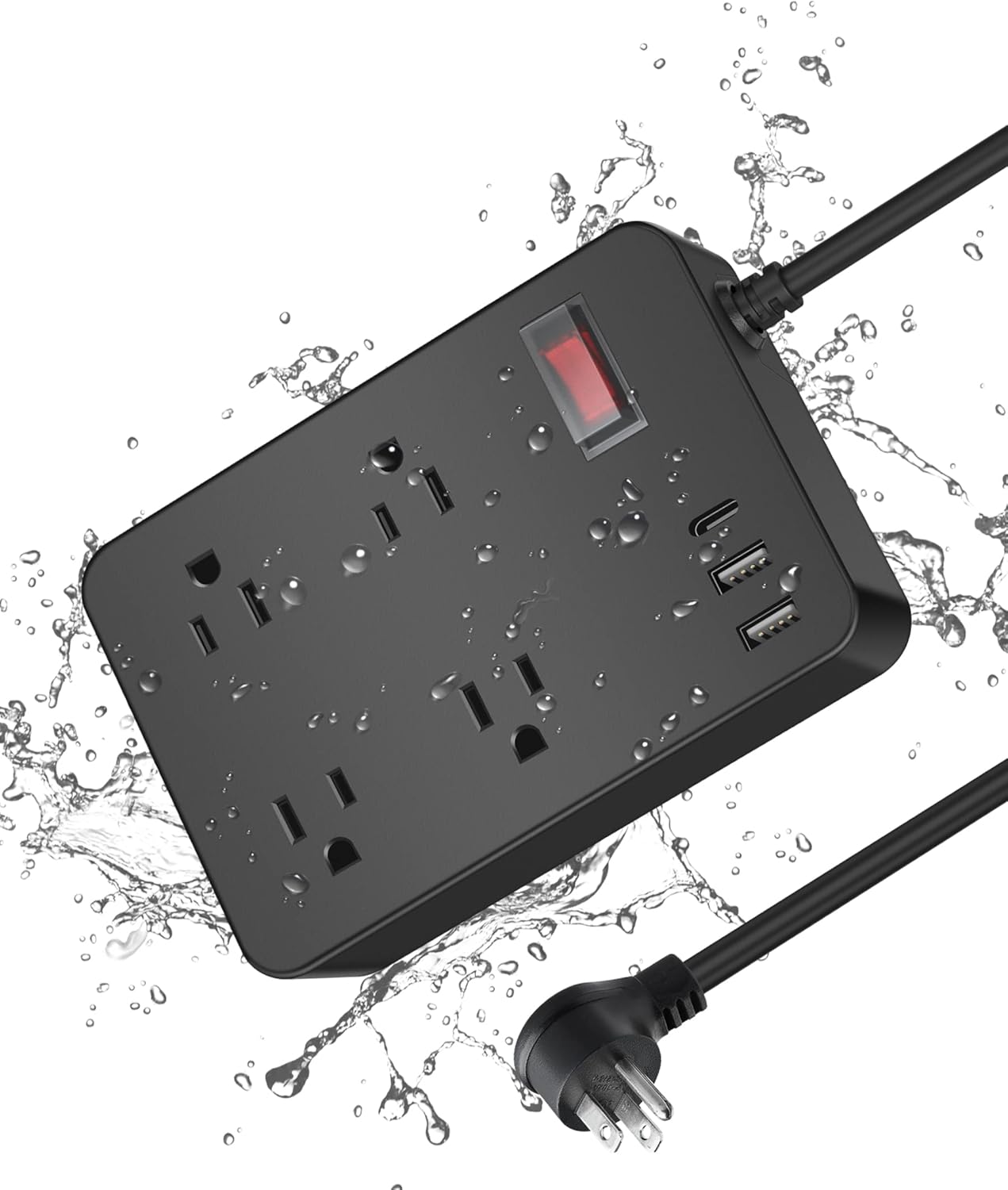 Outdoor Power Strip Weatherproof with USB C, Waterproof Surge Protector with 4 O...