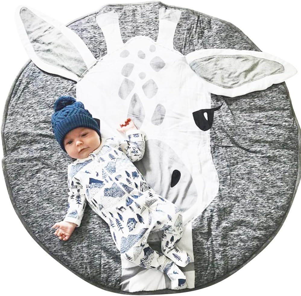 Special Cotton Round Giraffe Nursery Rug, Unique Baby Floor Playmats, High-Quali...