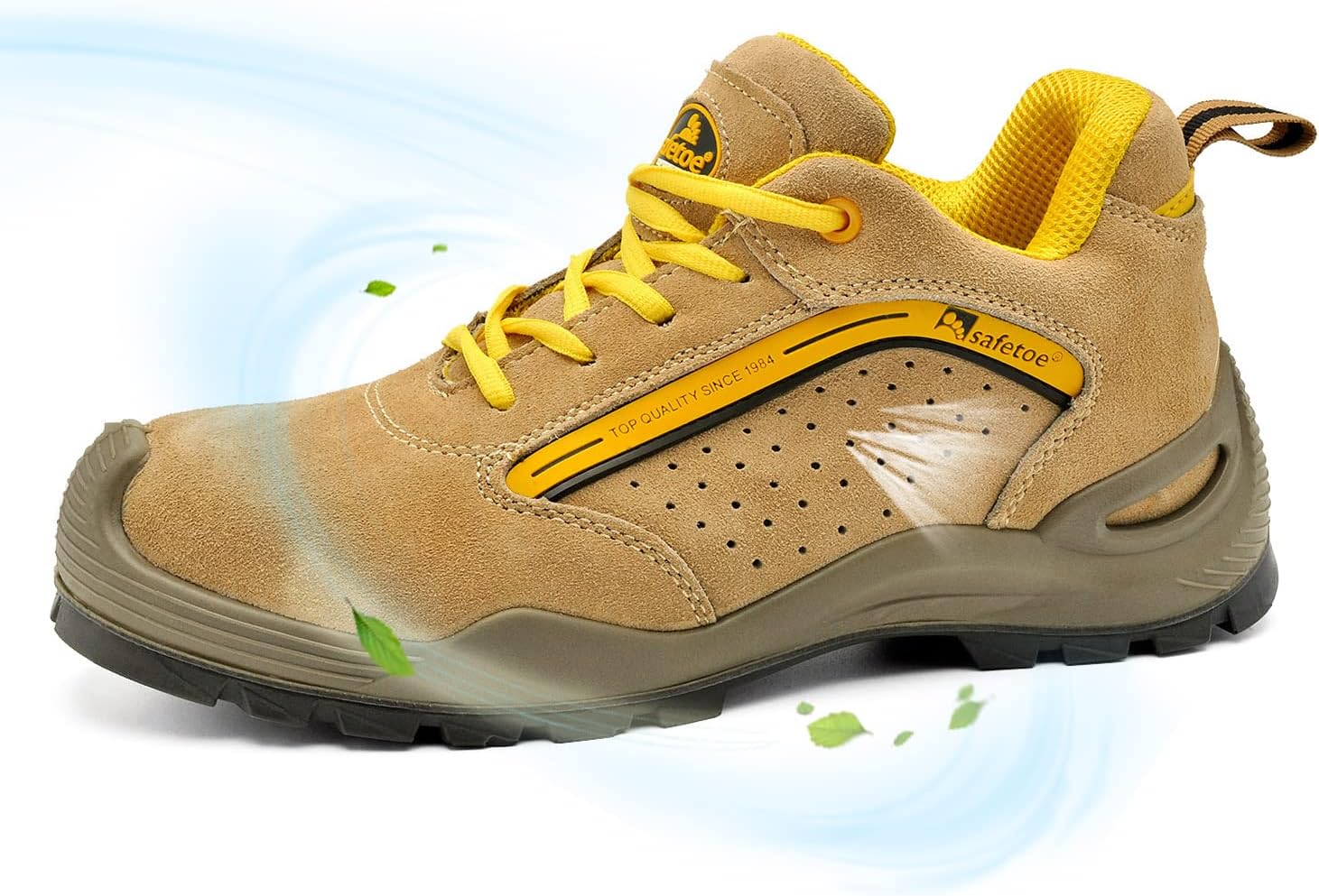 SAFEYEAR Breathable Leather Safety Shoes & Works Socks(1 Pair)- 7296 Lightweight...