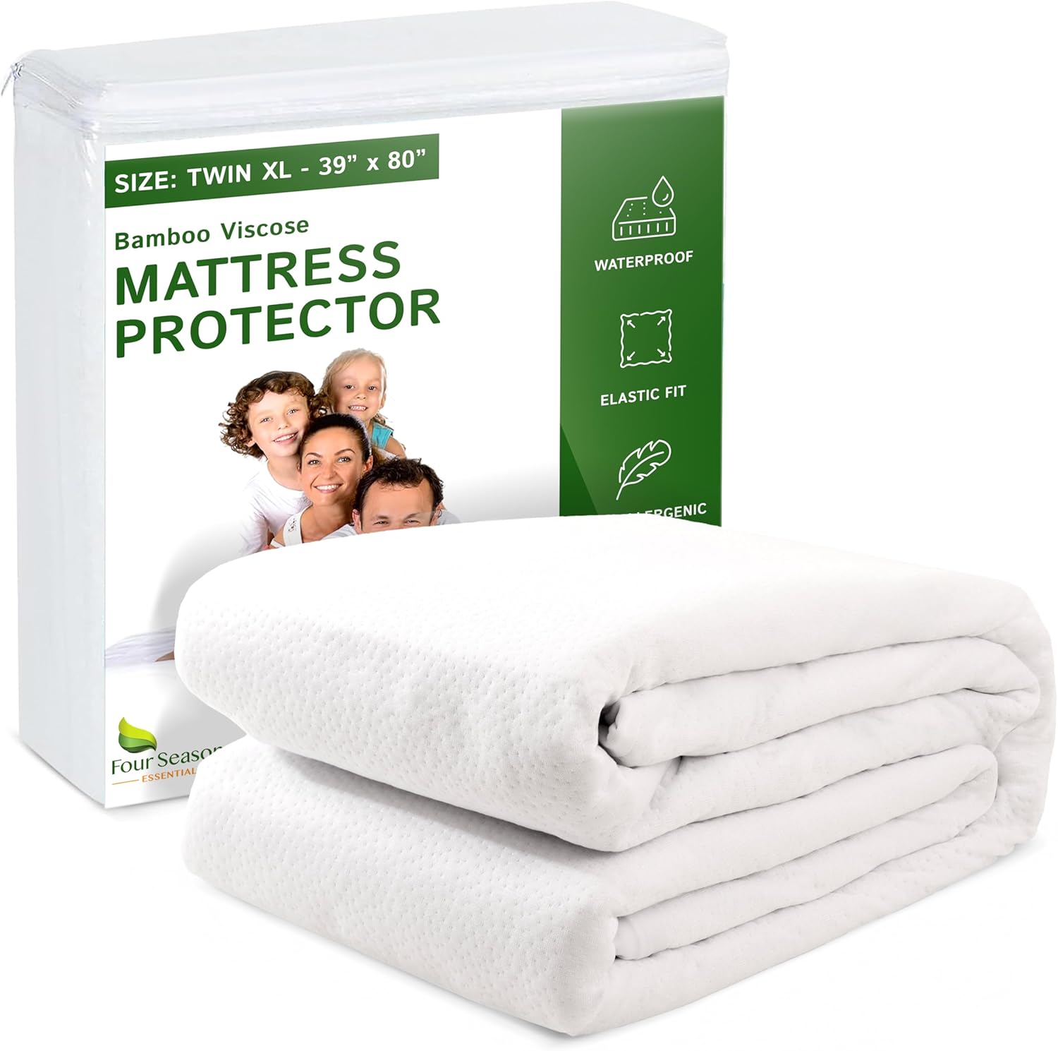 Four Seasons Essentials Waterproof Mattress Protector, Special Twin Extra Long M...