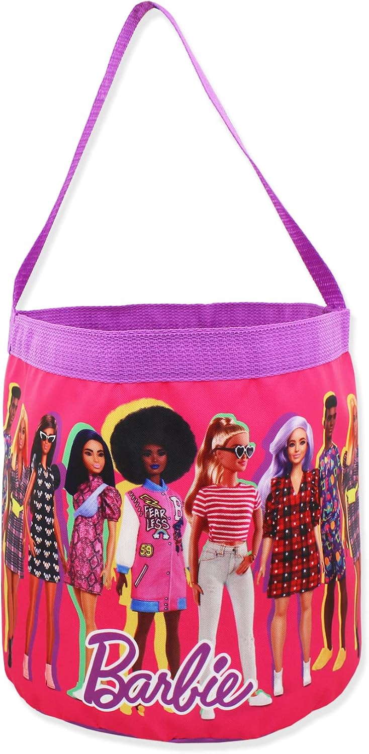 Barbie Collapsible Nylon Basket Bucket Tote Bag One Size Pink