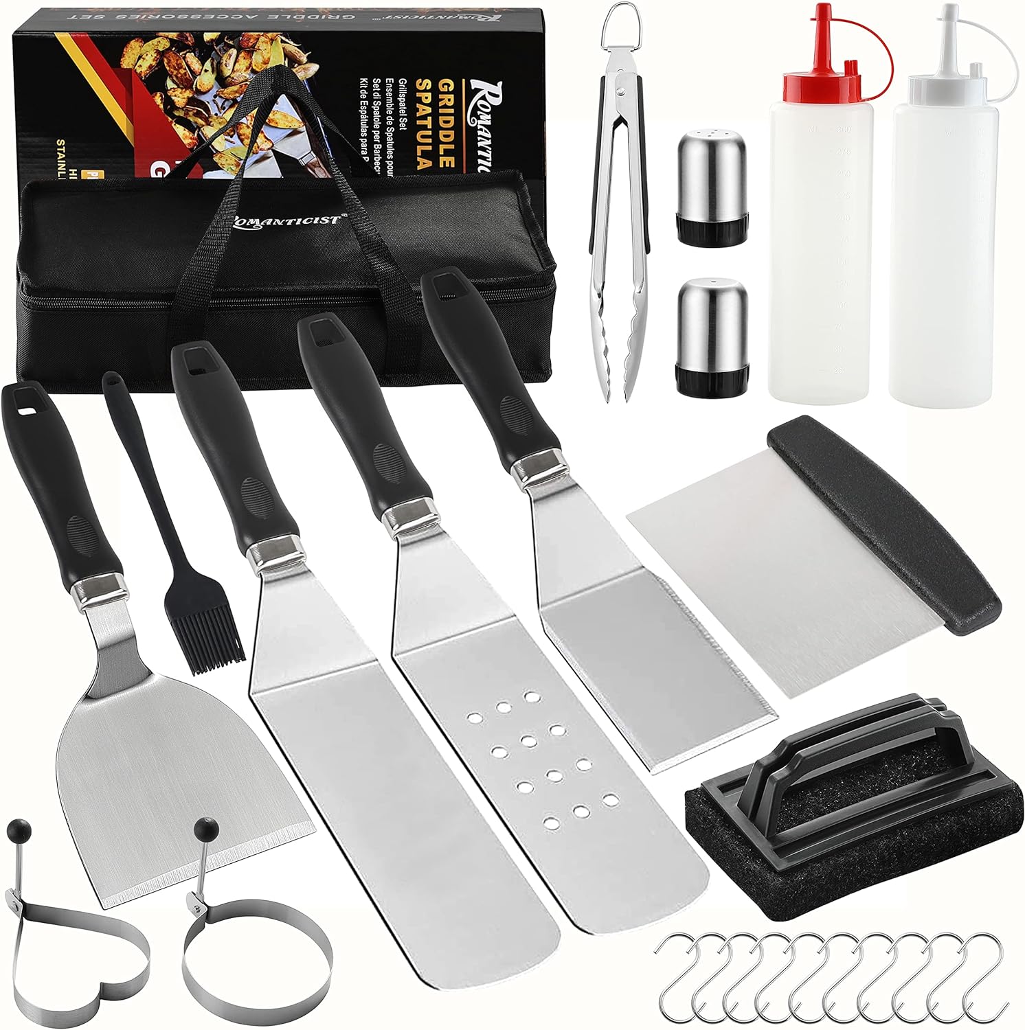 ROMANTICIST Professional Griddle Accessories Set with Carry Bag, Stainless Steel...