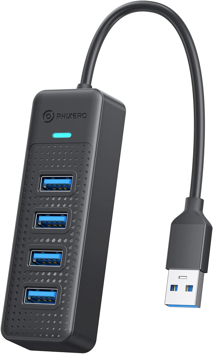 PHIXERO USB Hub, Special 4 Port USB 3.0 Data Hub, Affordable USB Extension Hub,...