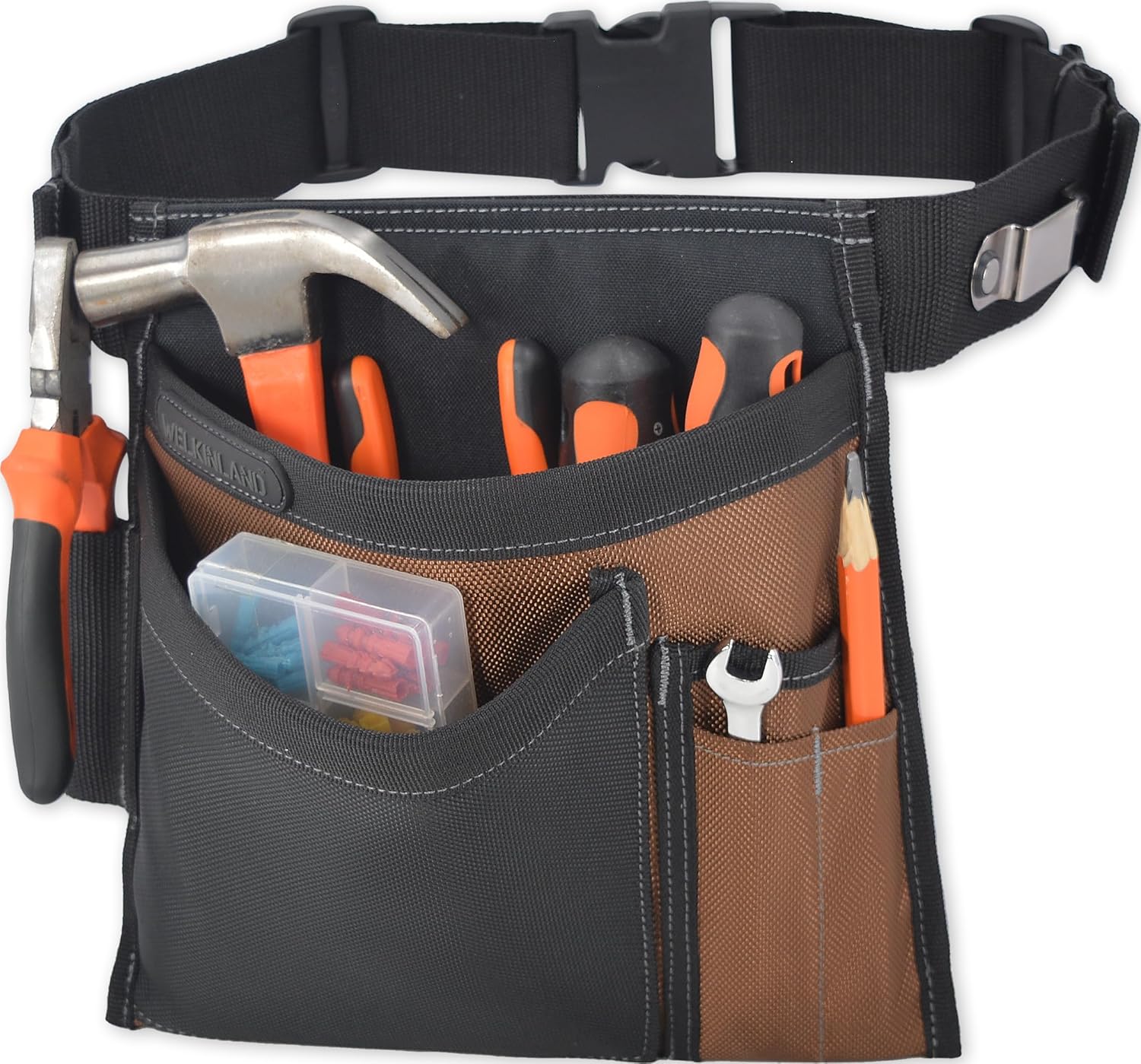 WELKINLAND 6-Pockets Tool belt pouch, 2" Tool belt, Heavy-Duty Utility belt pouc...