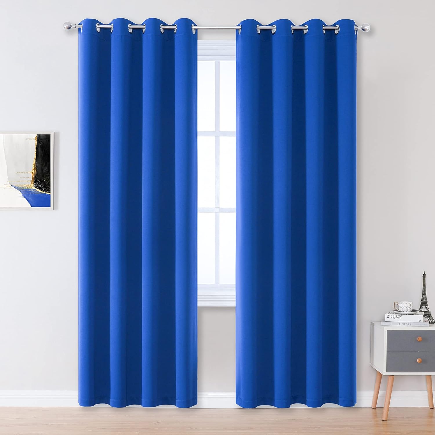 DUALIFE Royal Blue Blackout Curtain, Special Room Darkening Drapes, Innovative T...