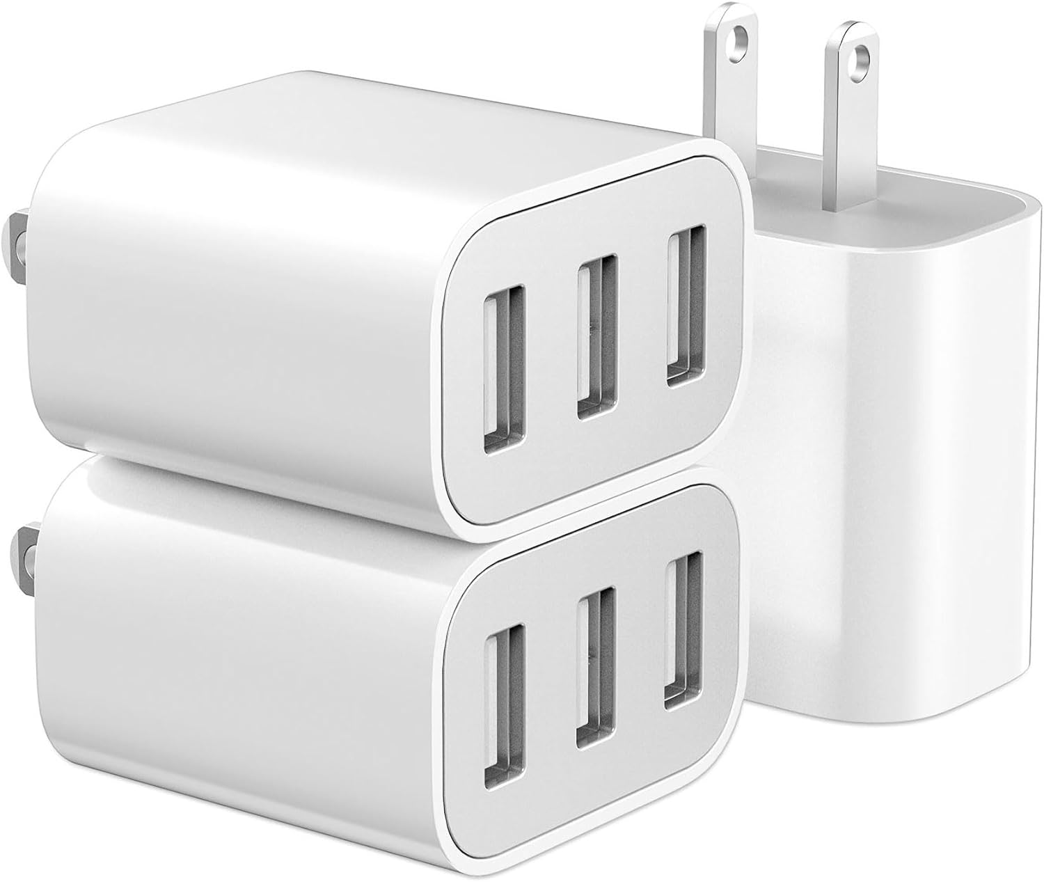 USB Wall Charger, 3 Pack 3-Port USB Charger Block Wall Adapter USB Charging Cube...