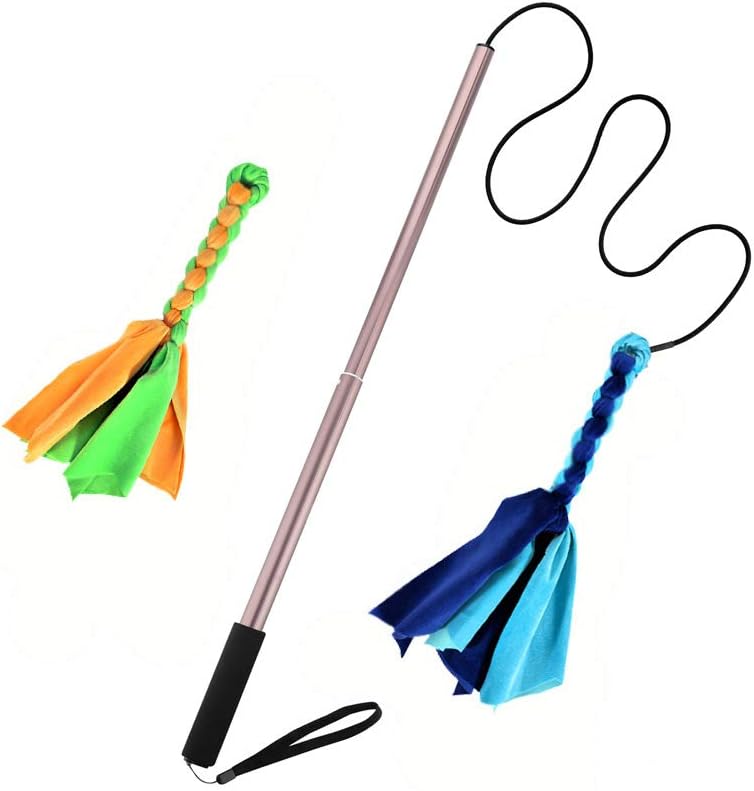 Flirt Pole for Dogs, Special Extendable Dog Flirt Pole with 2pcs Fleece Lure Tug...