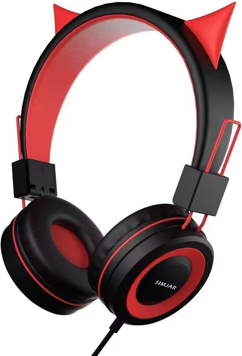 SIMJAR Cat Ear Kids Headphones for Halloween/Daily Use/School, Wired Boys/Girls...
