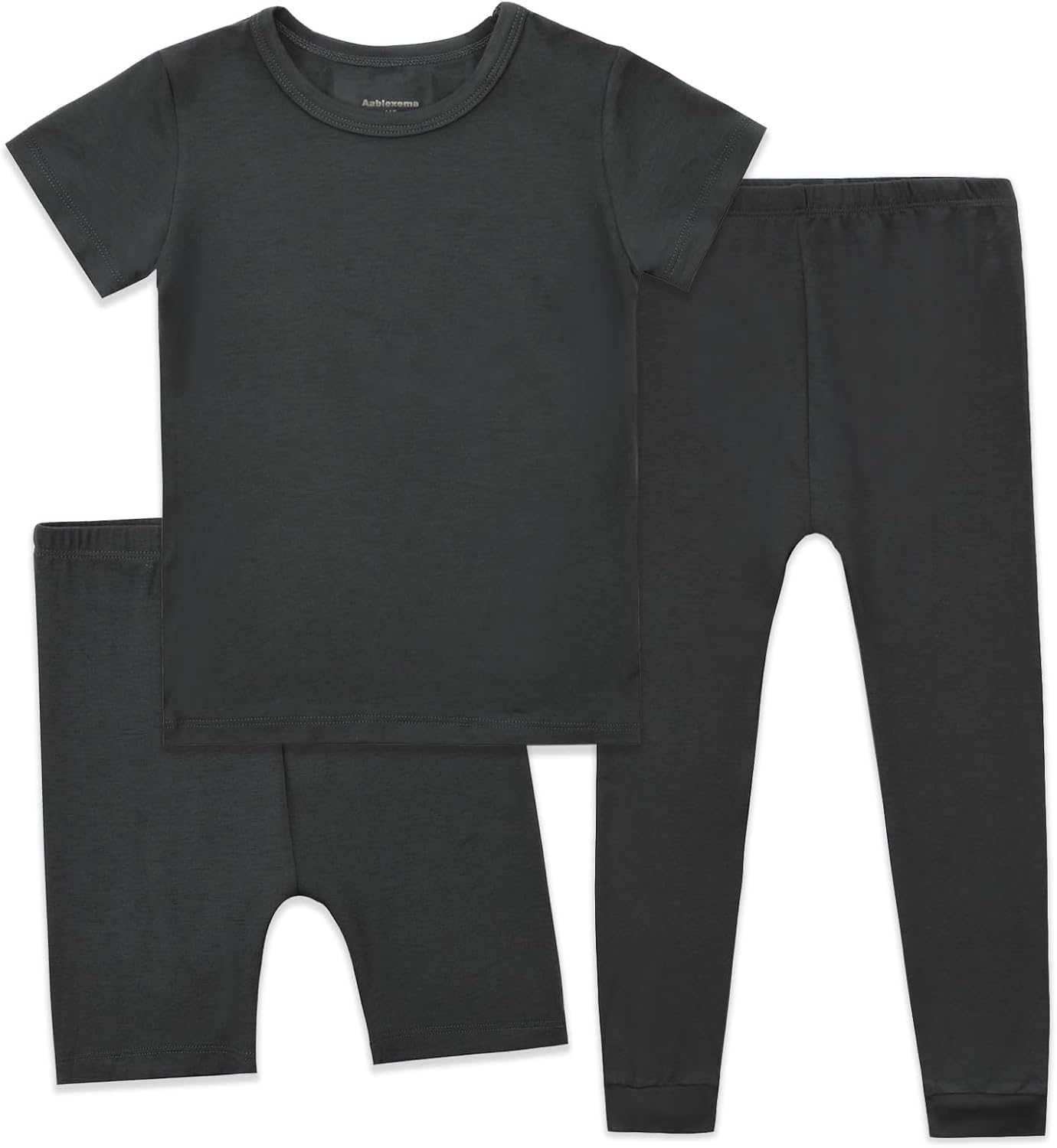 Aablexema Kids Pajamas Set Rayon, 3Pcs Unisex Toddler Short Shirt and Pants Set...