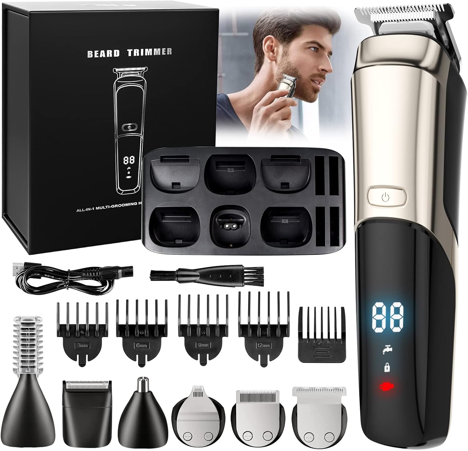 Beard Trimmer for Men, Electric Razor, 16 in 1 Grooming Kit for Mens Beard Face...