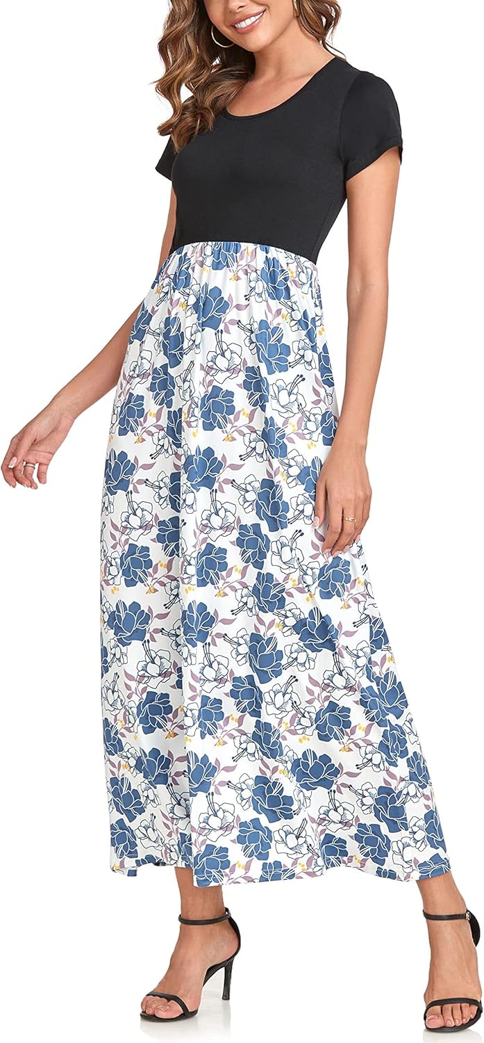 Lacavocor Womens Dress, Special Short Sleeve Maxi Dress, Innovative Empire Waist...