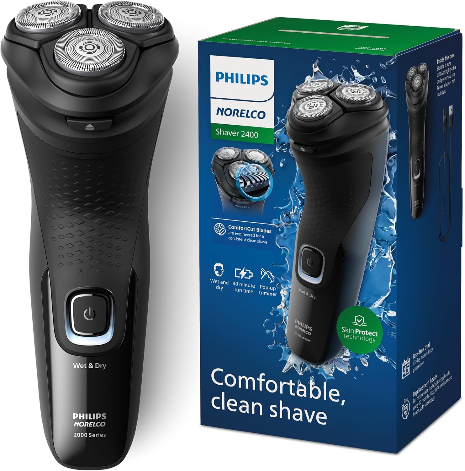 Philips Norelco Shaver 2400, Rechargeable Cordless Electric Shaver with Pop-Up T...