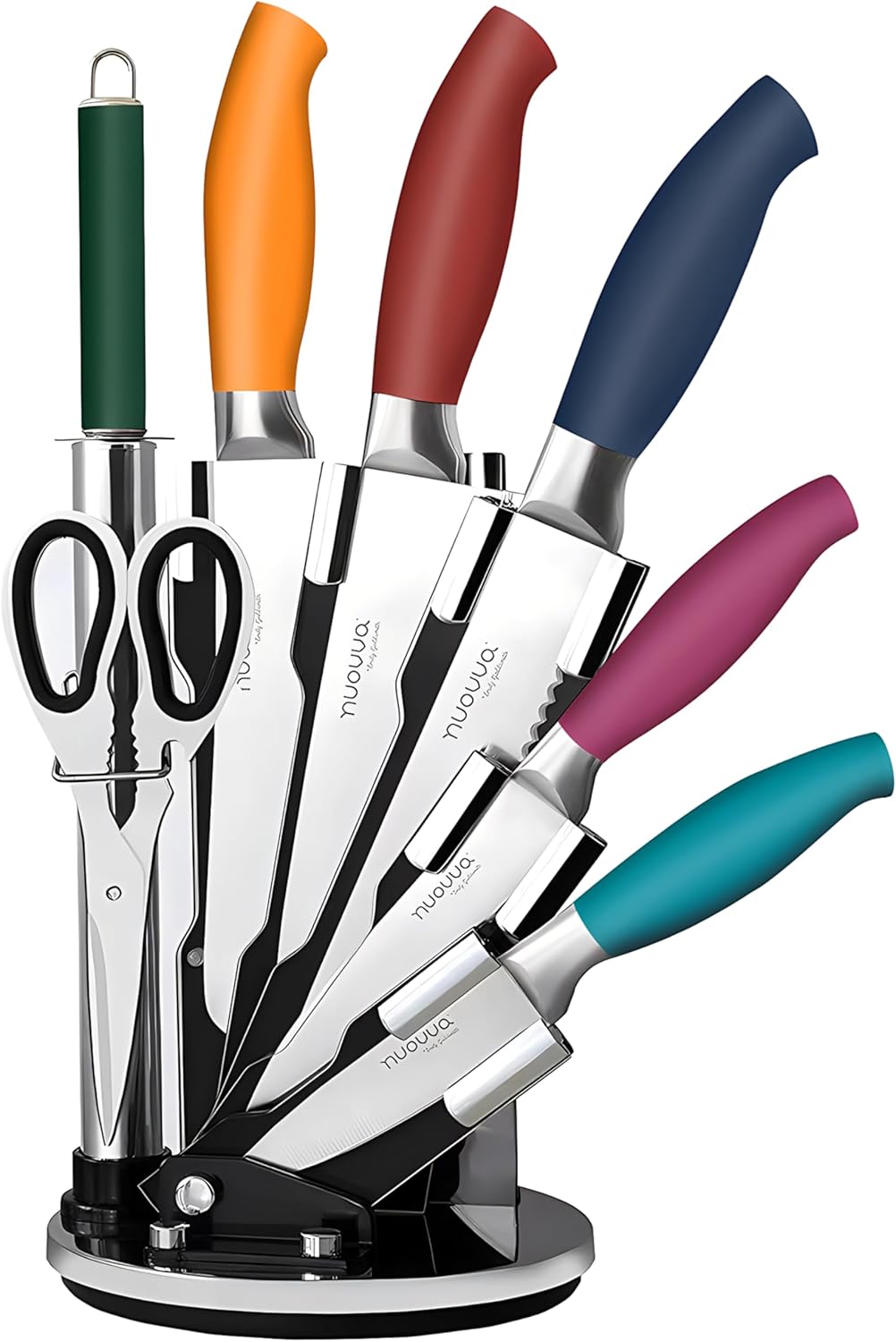 Nuovva Kitchen Knife Set, Professional Kitchen Knife with 7pcs Multi Colour Kniv...