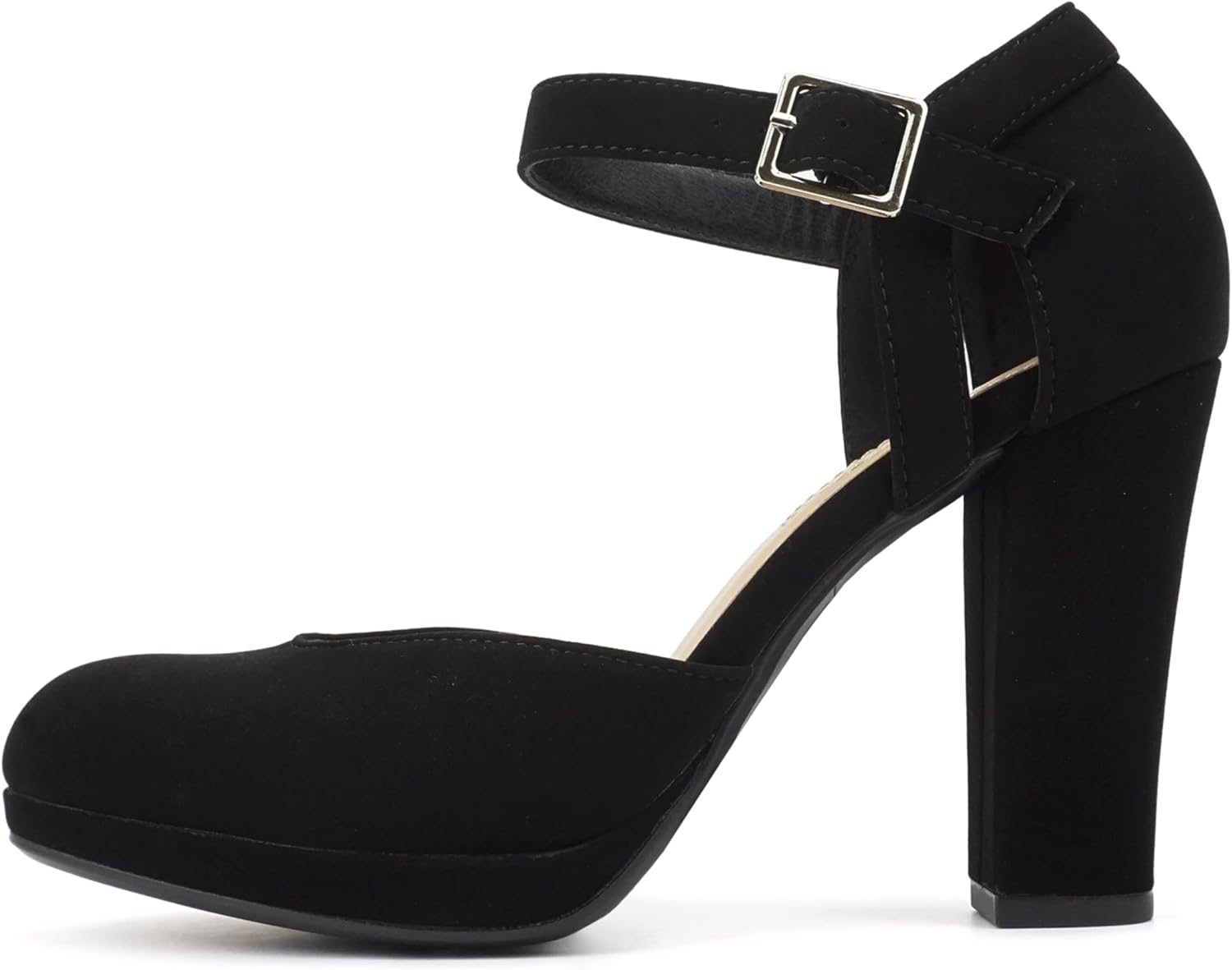 Soda “Ayden” ~ Women Mary Jane Ankle Strap Cushion High Heel Pump Shoe 8 Black N...