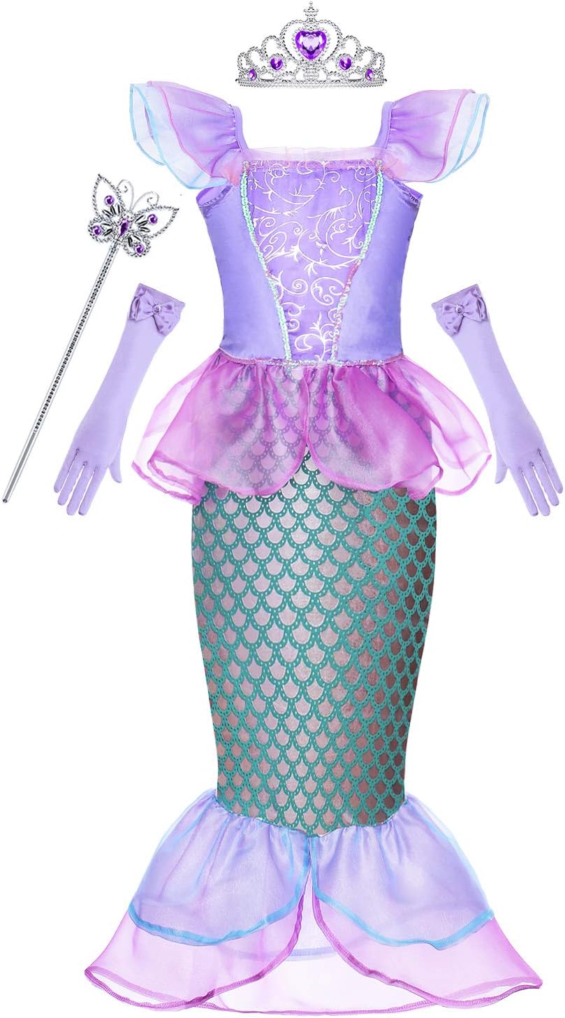 Princess Little Girls Costume, Special Mermaid Dress Up with Tiara and Wand, Inn...