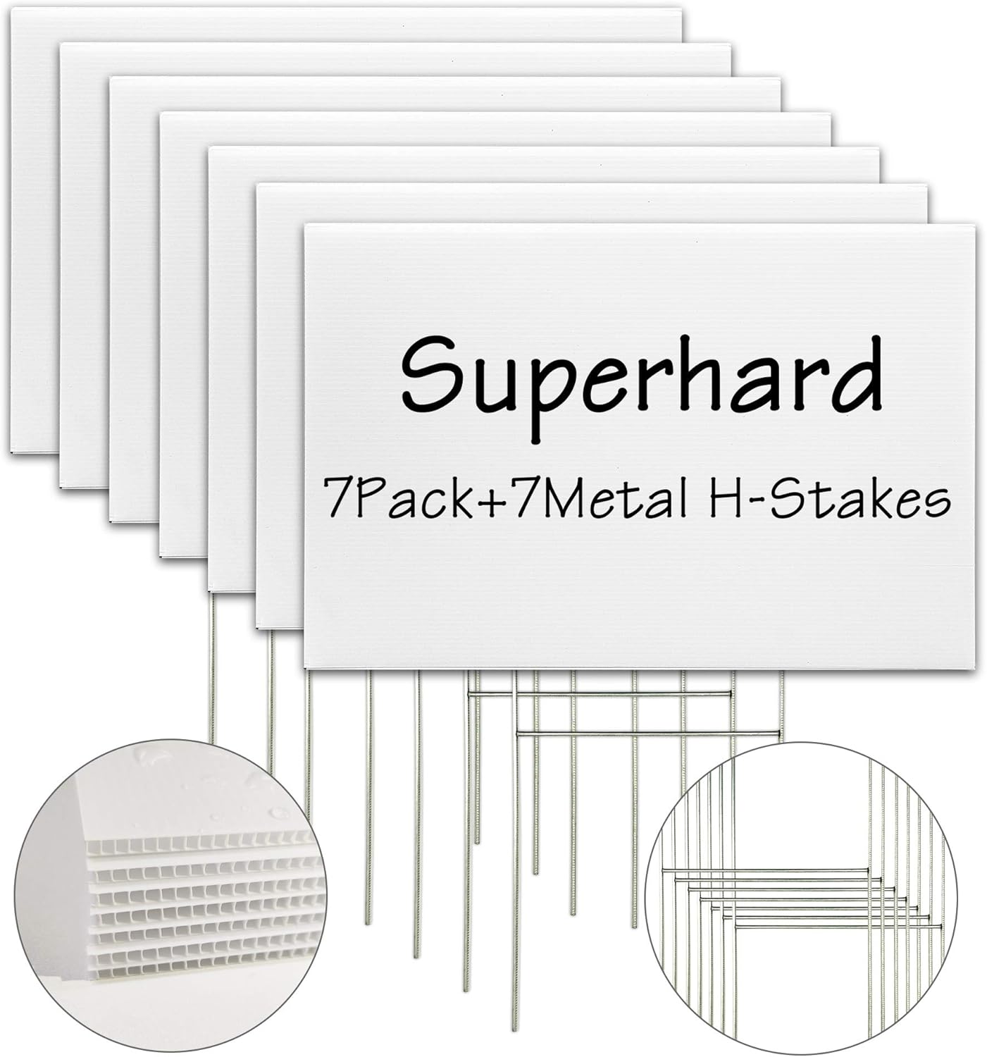 Blank Yard Signs With Stakes, 7 Pack 18 x 12 Inches White Plastic Lawn Sign for...