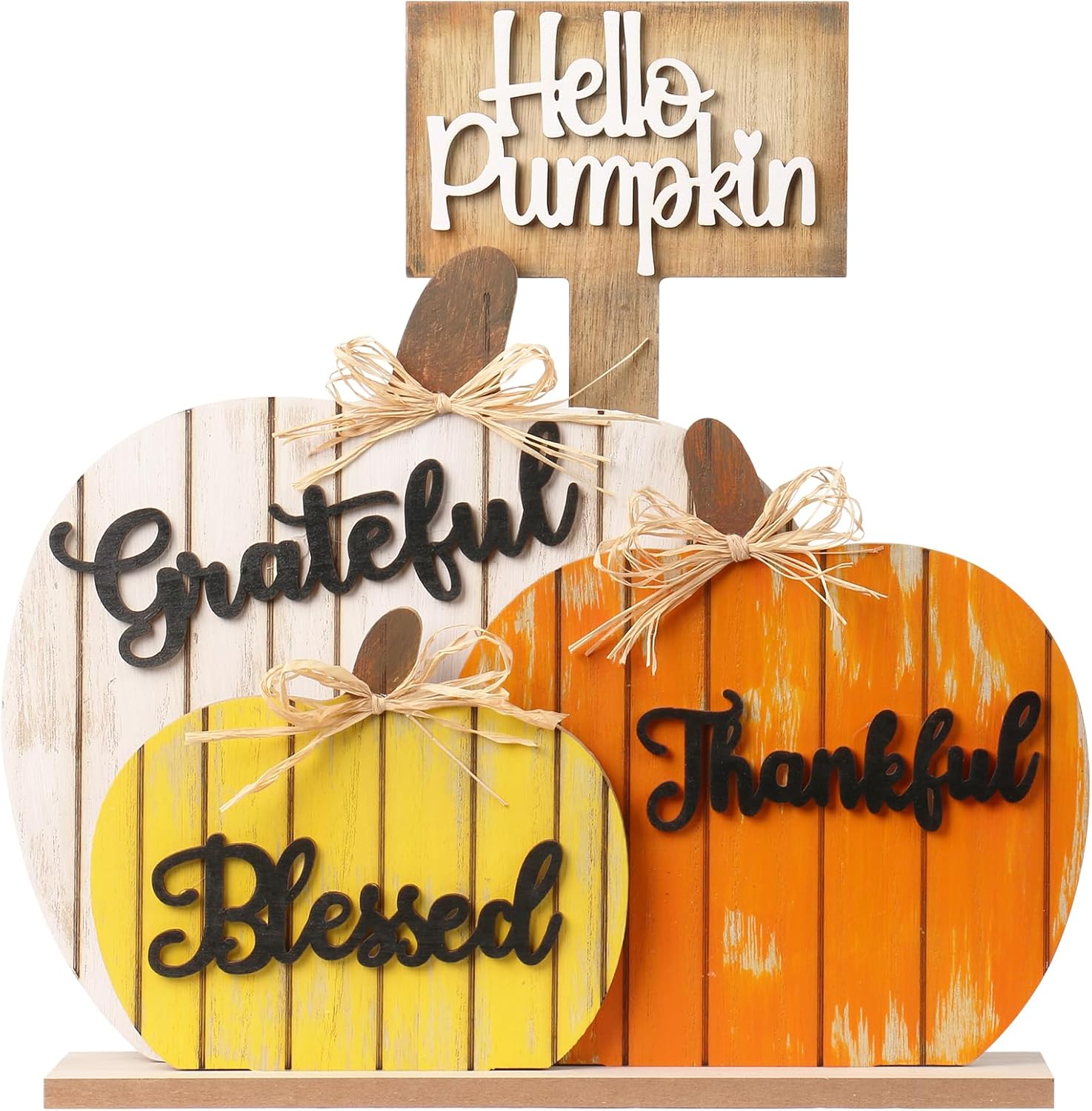 SY Super Bang Fall Decorations for Home, Rustic Wooden Blessed Grateful Thankful...