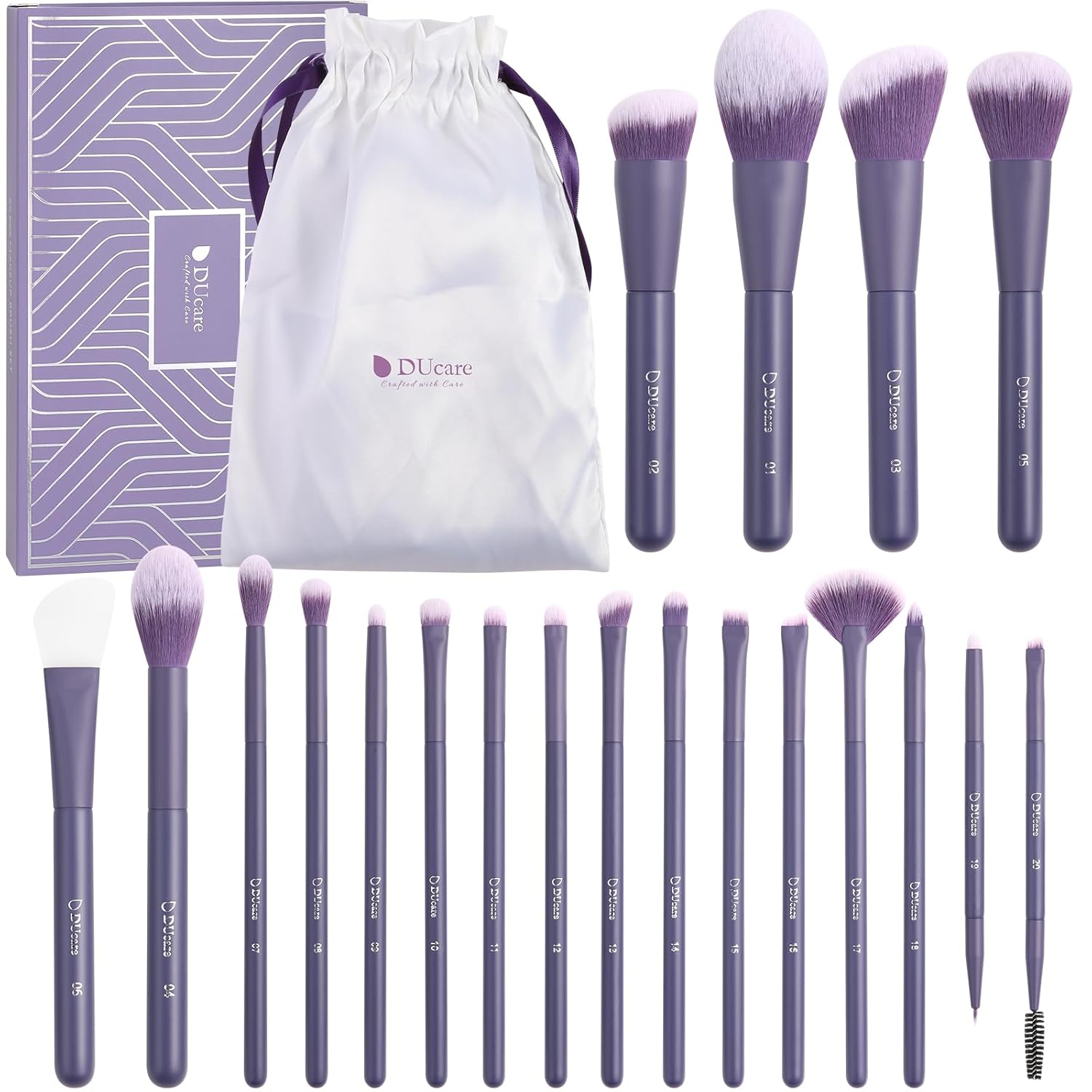 DUcare Makeup Brushes Professional 20Pcs Purple Makeup Brush set with Silicone F...