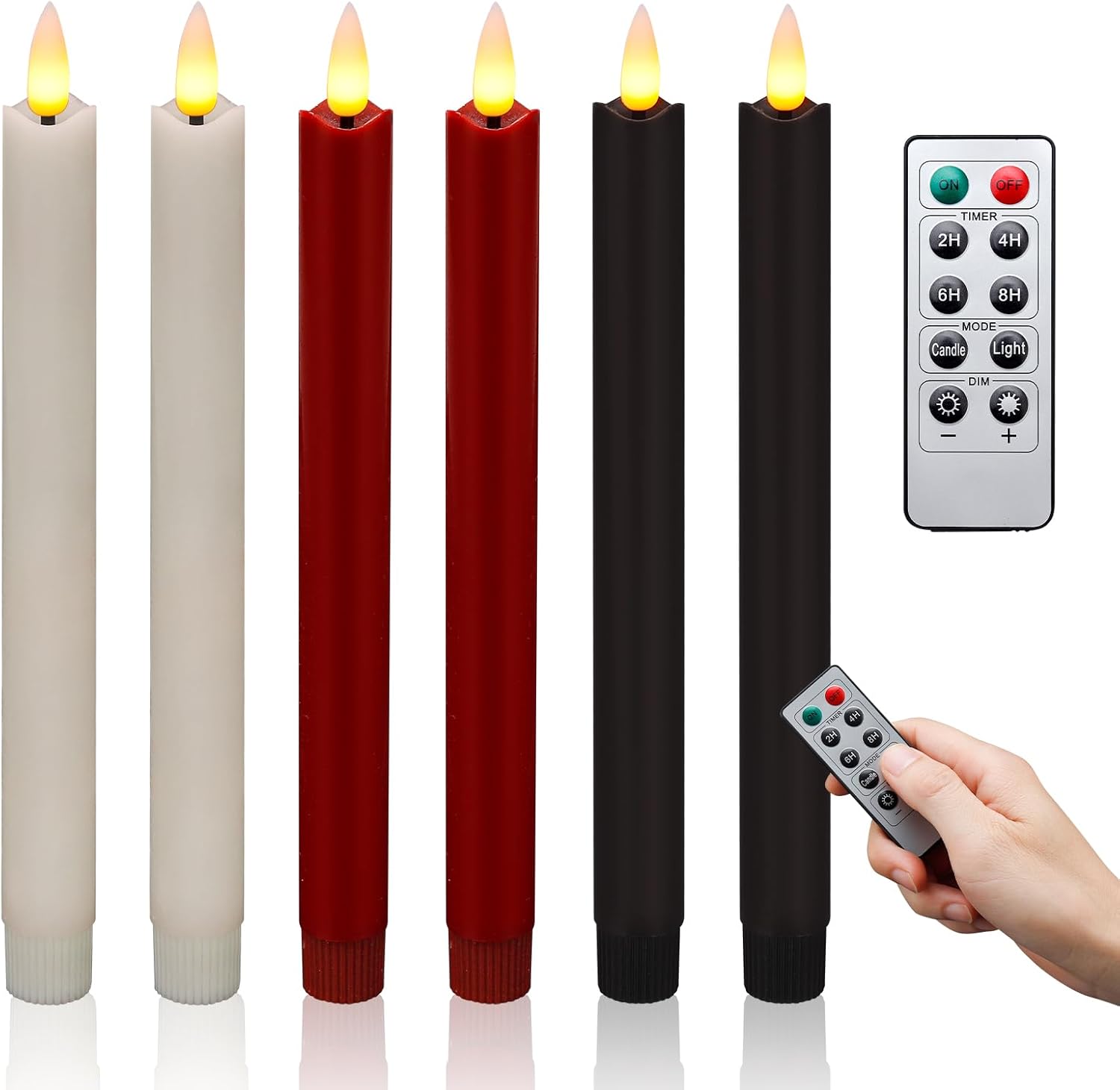 Enido Real Wax Candles, Special Flameless Taper Candles with Remote Timer Dimmer...