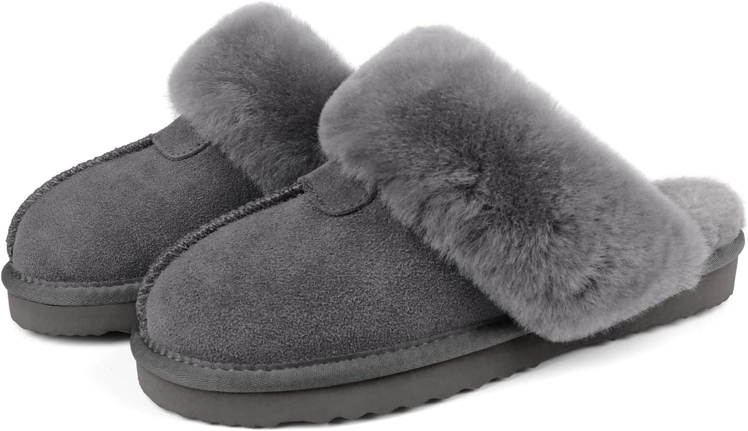 JOY IN LOVE Fuzzy Slippers for Women Memory Foam Flat Outdoor Indoor Faux Fur Co...