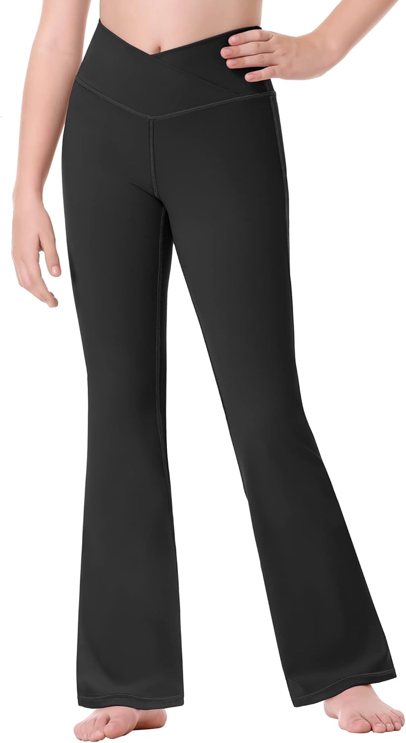Ewedoos Girls Flare Leggings, Special Crossover Leggings with Pocket, Stylish Pr...